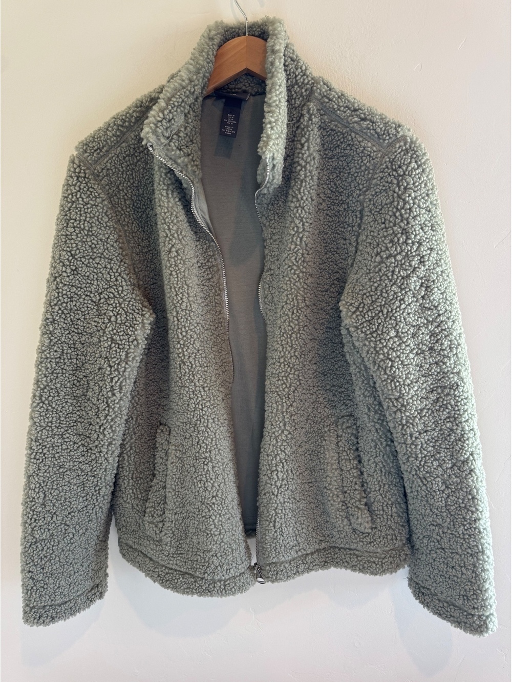H&M Gray Teddy Sherpa Fleece Zip Jacket Women’s Medium Cozy